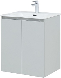 Aquanet Тумба под раковину Алвита New 60 2 дверцы подвесная серая матовая – фотография-3